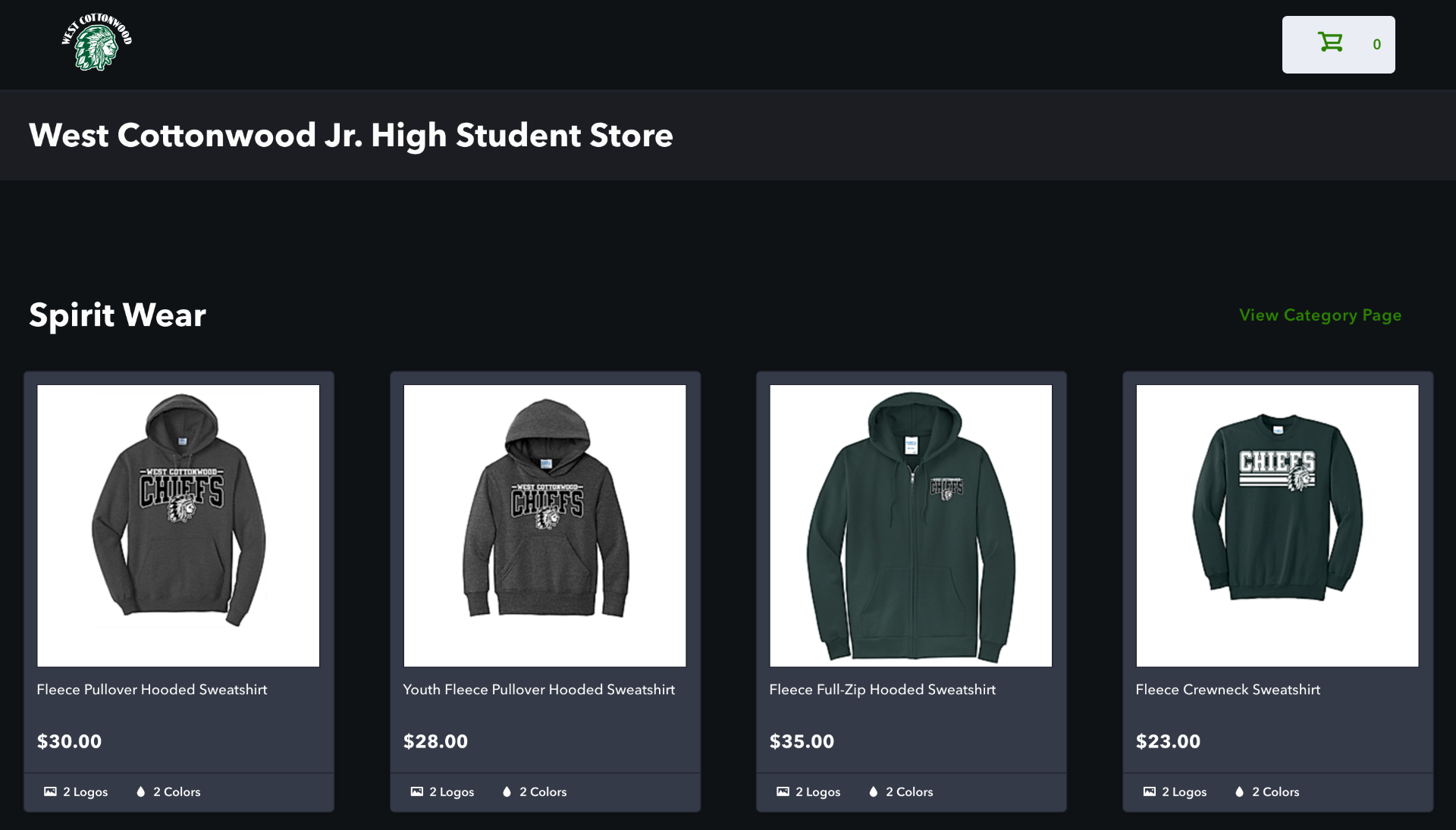 West Cottonwood Jr. High custom web store