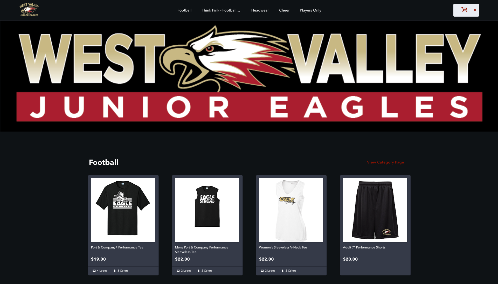 West Valley Junior Eagles custom web store